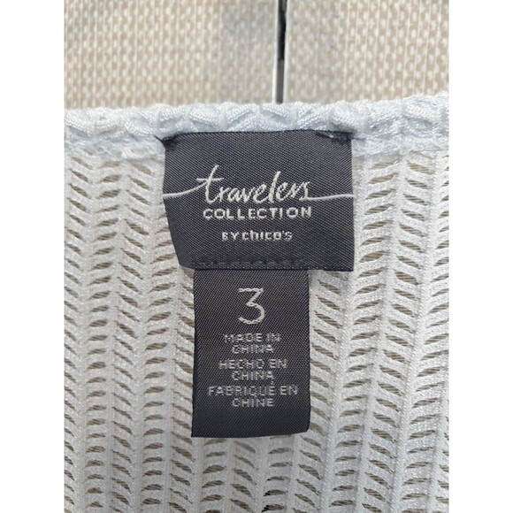 Chico's Travelers Dip-Dye Shaker Stitch Open Weave Mesh Tunic Size 3 (XL) - Picture 3 of 6